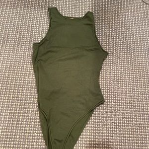 NWOT Free People high neck green tank bodysuit